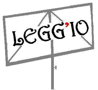Leggio per i lettori attraversato dalla scritta Legg'io