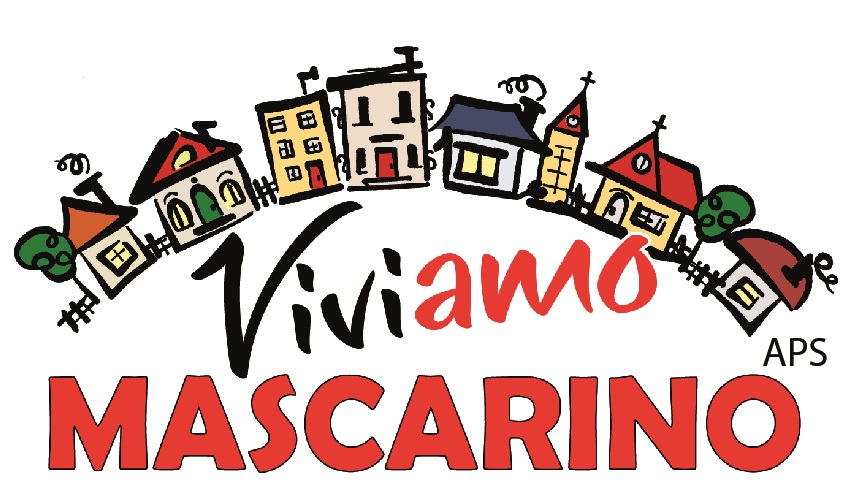 Associazione ViviAmo Mascarino logo con le case di Mascarino Venezzano (Frazione di Castello d'Argile) colorate