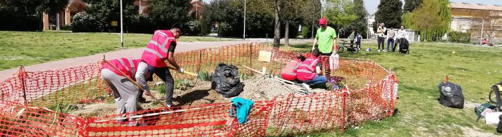 creazione dell'aiuola per accogliere la bibliocasetta