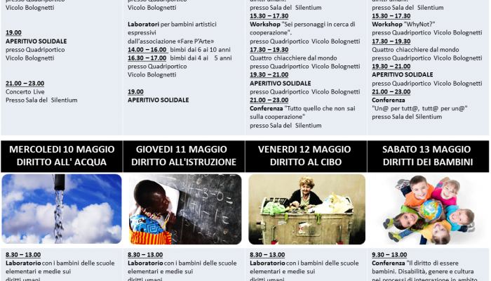 LA SETTIMANA DEI DIRITTI UMANI 6-13 MAGGIO VICOLO BOLOGNETTI BOLOGNA